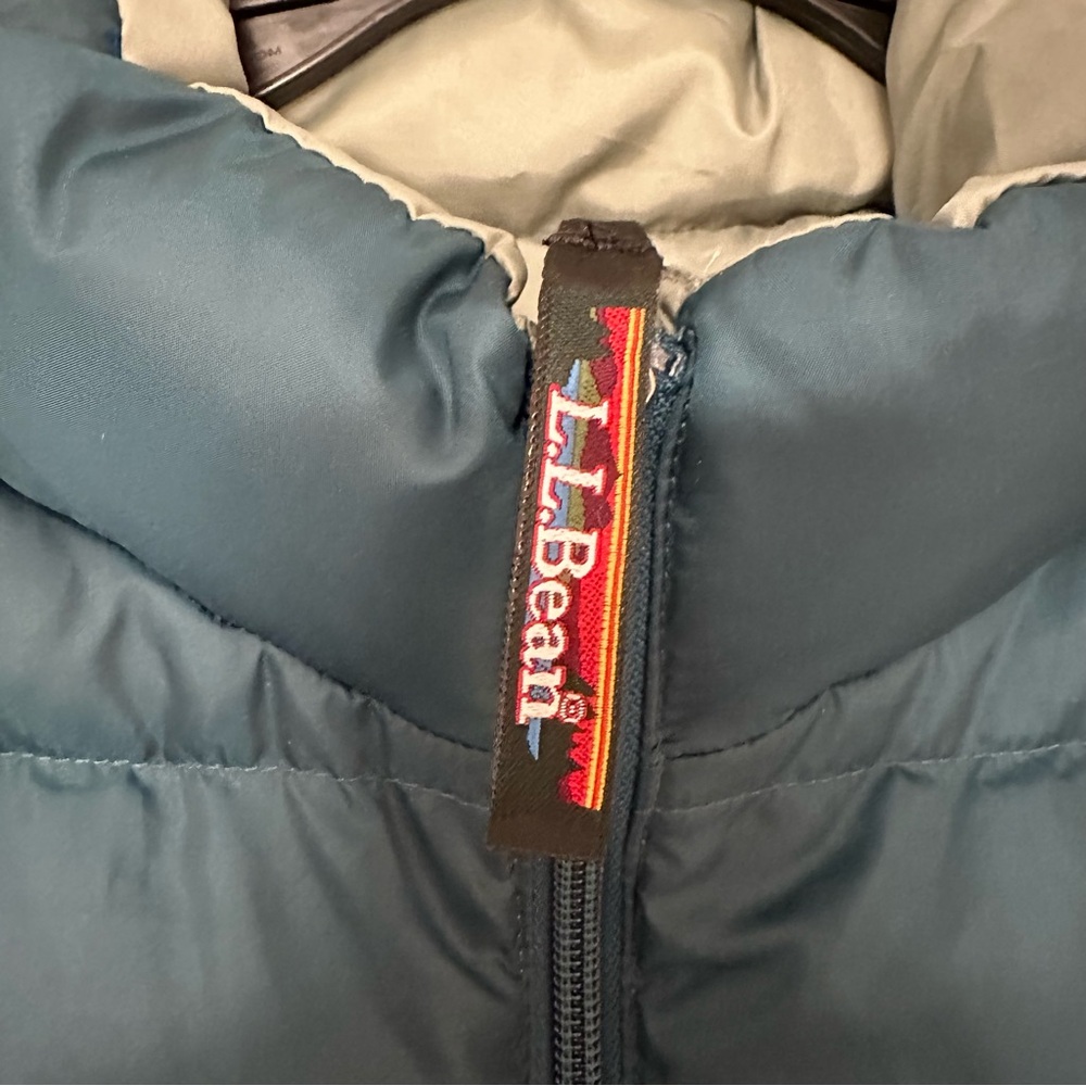 Vintage L.L. Bean Women's Reversible Goose Down Puffer Vest Teal/Grey Size Small - Picture 3 of 9